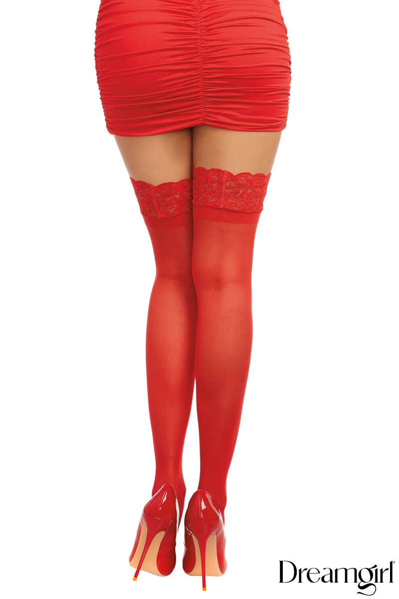 Sheer Thigh High Stockings With Lace Top