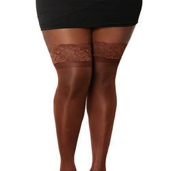 Sheer Thigh High Stockings With Lace Top