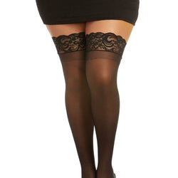Sheer Thigh High Stockings With Lace Top