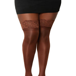Sheer Thigh High Stockings With Lace Top