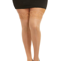 Sheer Thigh High Stockings With Lace Top