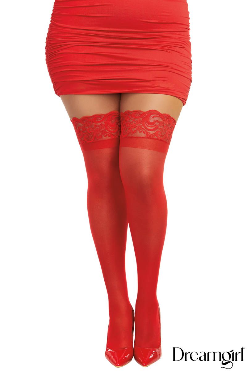 Sheer Thigh High Stockings With Lace Top