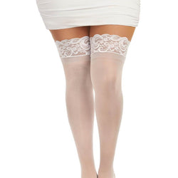 Sheer Thigh High Stockings With Lace Top