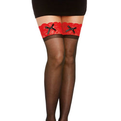 Thigh High Stockings with Silicone Contrast Lace Top