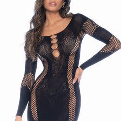 Long-sleeved Net Dress