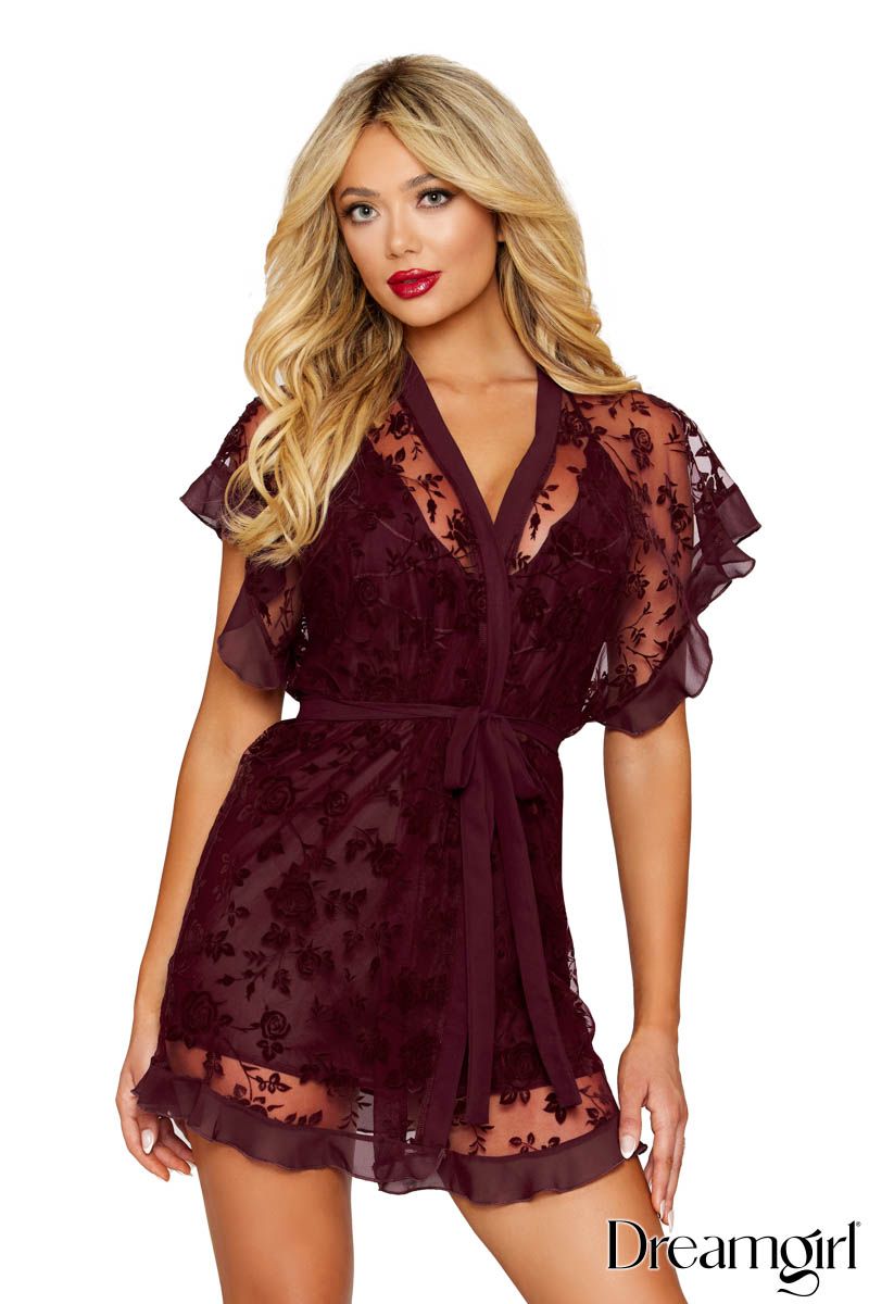 2PC Set Floral Robe