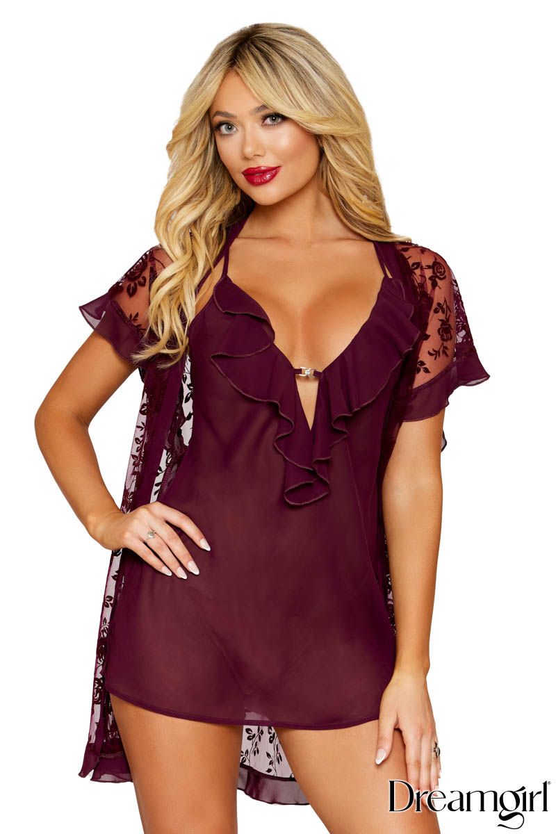 2PC Set Floral Robe