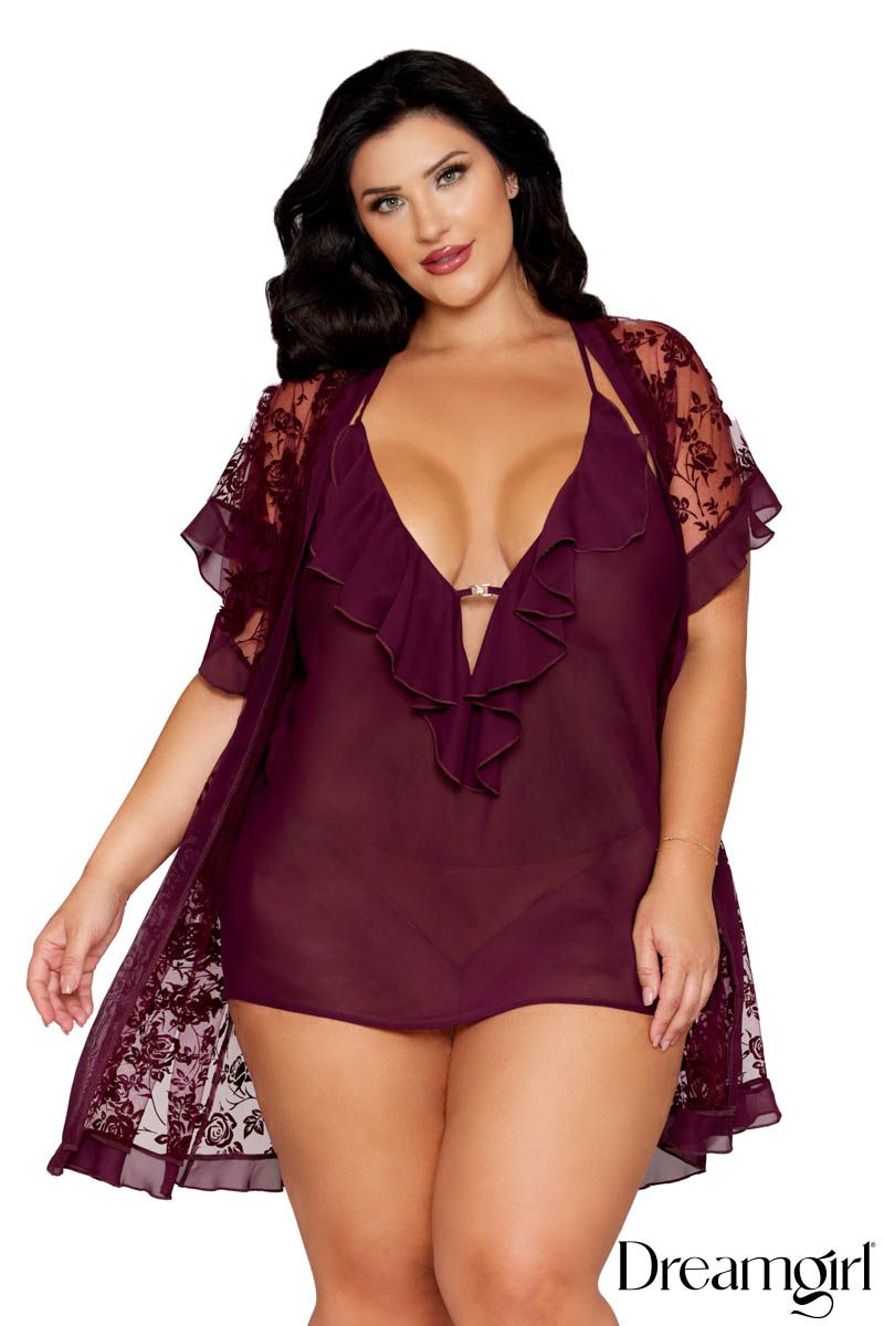 2PC Set Floral Robe