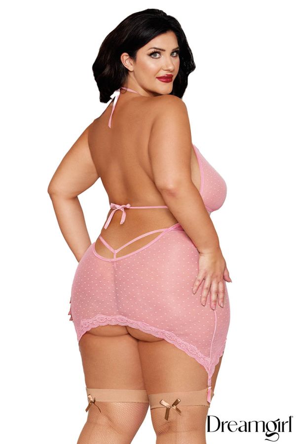 Dot Mesh Garter Slip