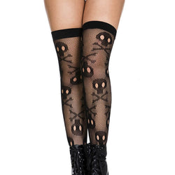 Skull Fishnet Thigh Hi