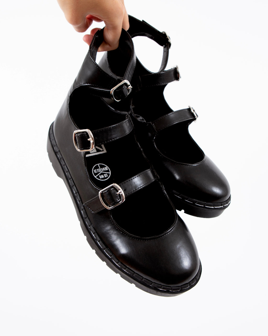 TUK Black calf TUKskin 3 Strap Mary Jane