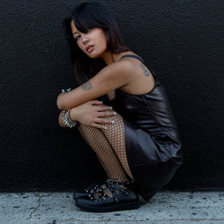 TUK Black Studded Cross Strap Mary Jane