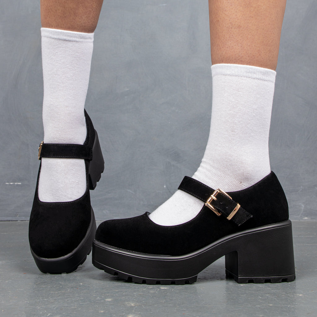TIRA Black Mary Jane Shoes 'Suede Edition'-Clearance
