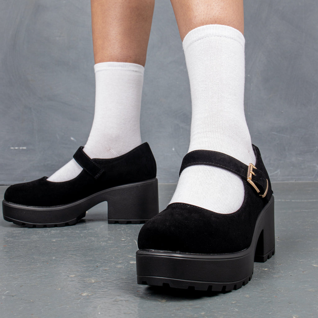 TIRA Black Mary Jane Shoes 'Suede Edition'-Clearance