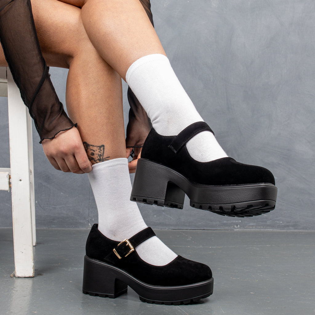 TIRA Black Mary Jane Shoes 'Suede Edition'-Clearance