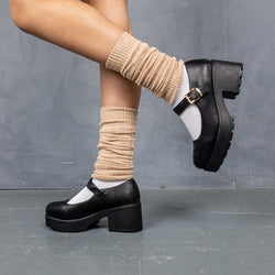 Tira Mary Jane Shoes 'Faux Leather Edition'-Black-Size 5-Clearance