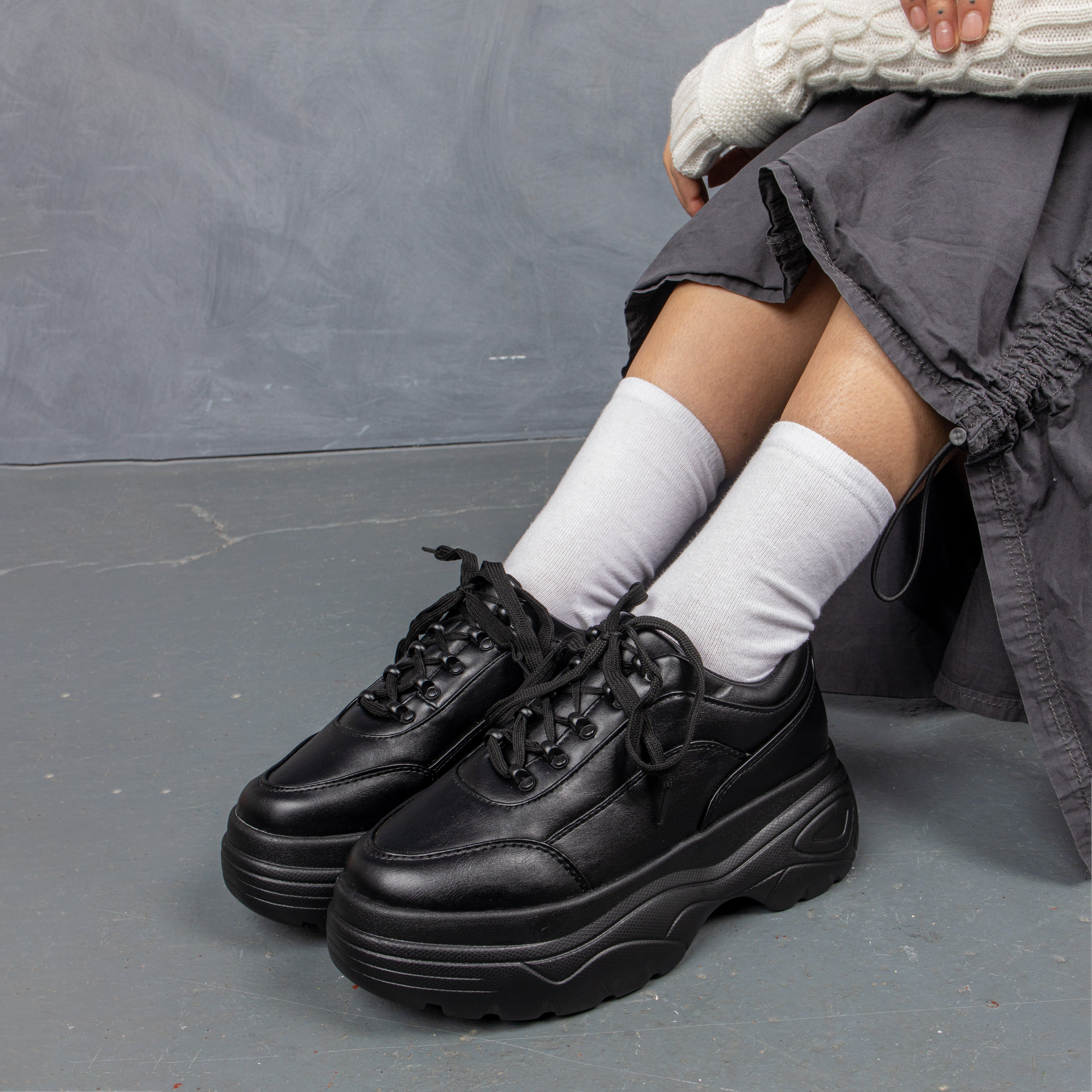 KOI Jennie Striker Black Chunky Bubble Trainers-Clearance