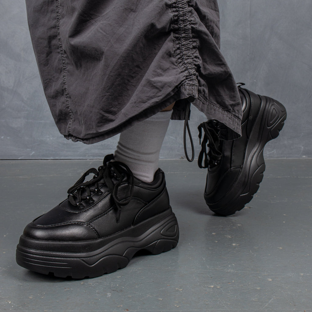 KOI Jennie Striker Black Chunky Bubble Trainers-Clearance