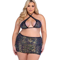 Sequin Fishnet Criss-Cross Top