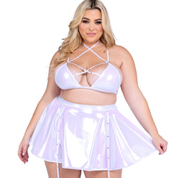 Metallic Iridescent Criss Cross Bikini Top