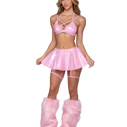 Metallic Iridescent Criss Cross Bikini Top