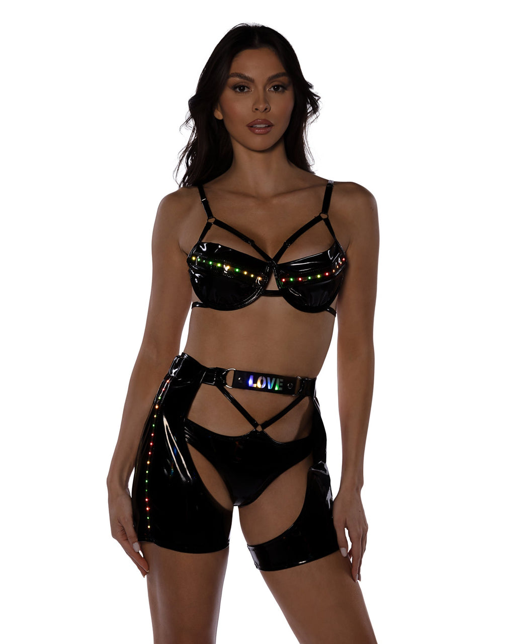 2PC Pride Light-Up Vinyl Bra Set