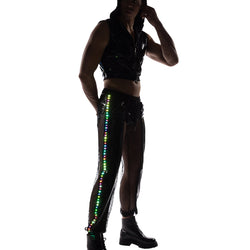 Pride Vinyl & Fishnet Light-Up Joggers