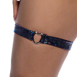 Shimmer Garter with Heart Shaped Hardware