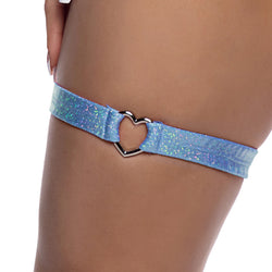 Shimmer Garter with Heart Shaped Hardware