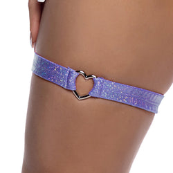 Shimmer Garter with Heart Shaped Hardware