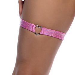 Shimmer Garter with Heart Shaped Hardware