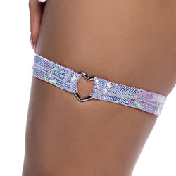 Shimmer Garter with Heart Shaped Hardware