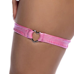 Metallic Iridescent Garter with Heart Shaped Hardware