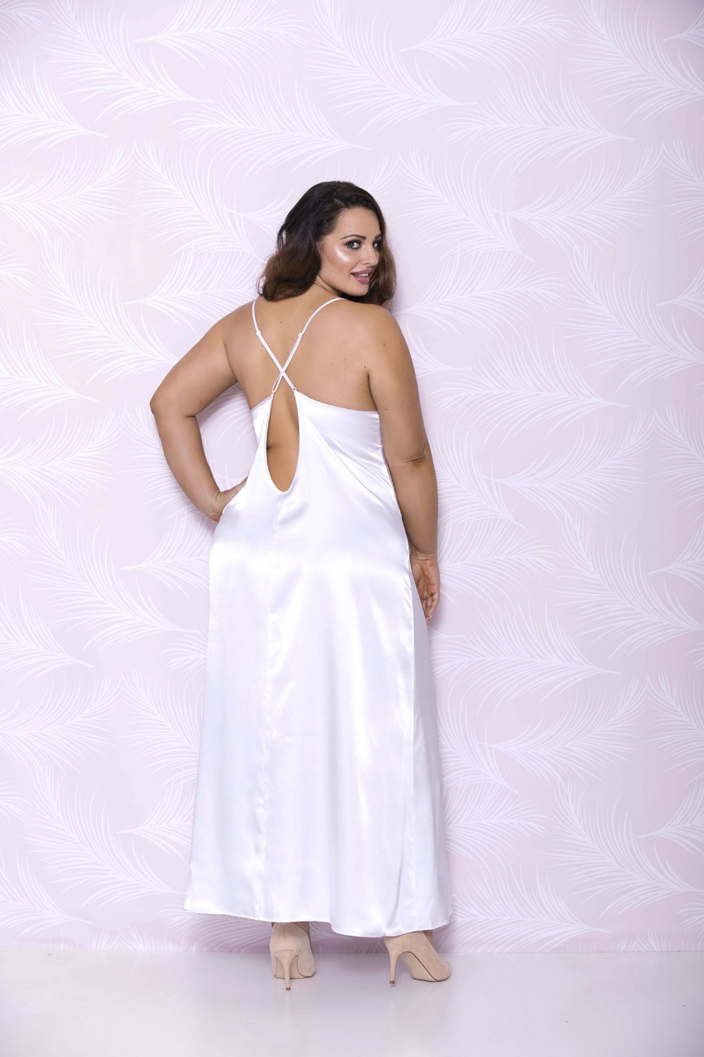 Long Satin Gown With High Thigh Slit