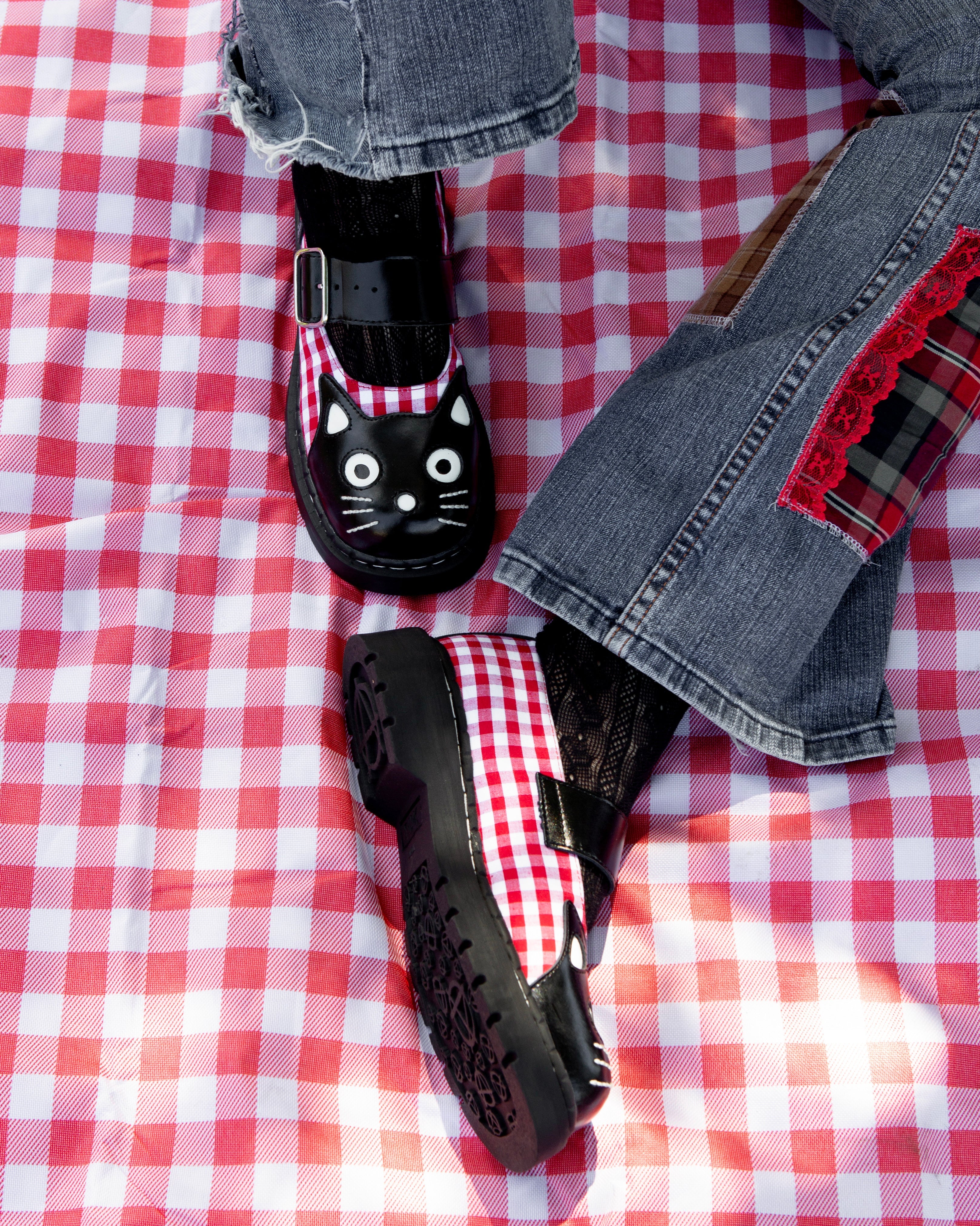 TUK Black & Red Gingham Kitty Mary Jane-Clearance