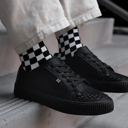 TUK Black Leather Lace-Up Creeper Sneaker