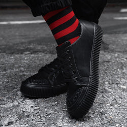 TUK Black Leather Lace-Up Creeper Sneaker