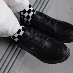 TUK Black Leather Lace-Up Creeper Sneaker