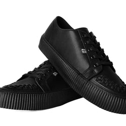 TUK Black Leather Lace-Up Creeper Sneaker