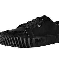 TUK Black Leather Lace-Up Creeper Sneaker