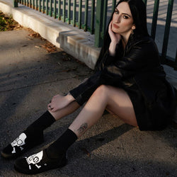 TUK-A3352 Black Skull Canvas Slip-On Sneaker