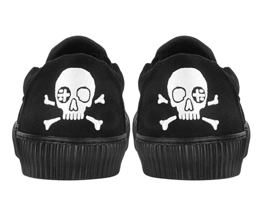 TUK Black Skull Canvas Slip-On Sneaker