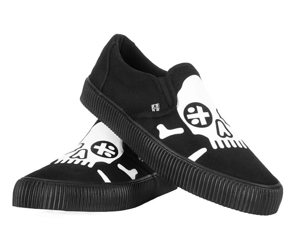 TUK Black Skull Canvas Slip-On Sneaker