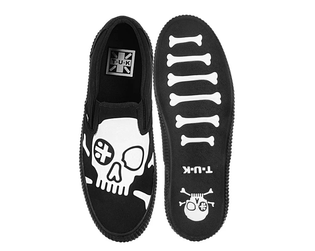 TUK Black Skull Canvas Slip-On Sneaker