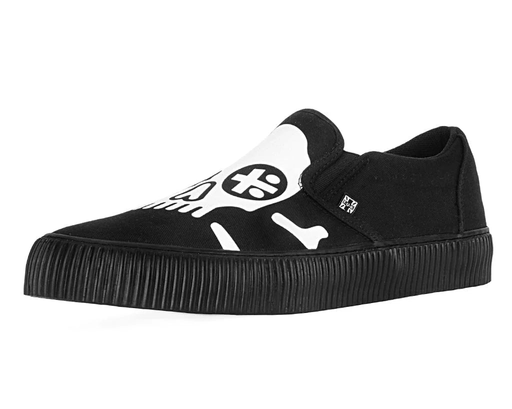 TUK Black Skull Canvas Slip-On Sneaker