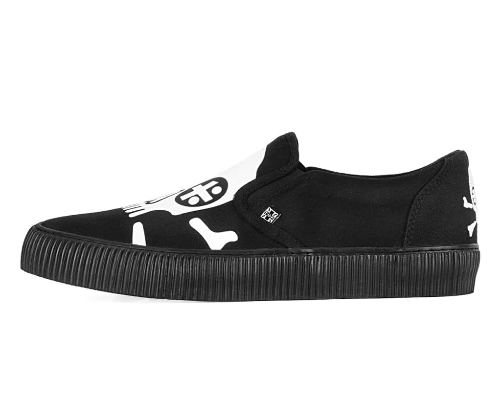 TUK Black Skull Canvas Slip-On Sneaker