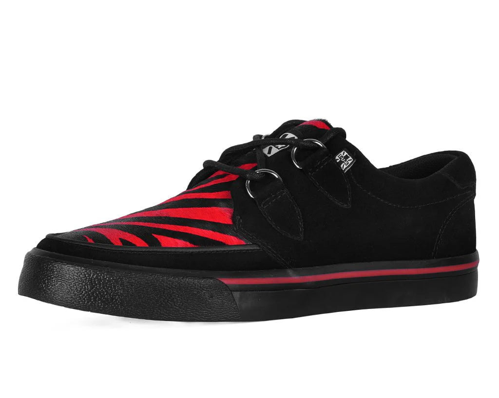TUK Black & Red Zebra Suede Creeper Sneaker