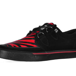 TUK Black & Red Zebra Suede Creeper Sneaker
