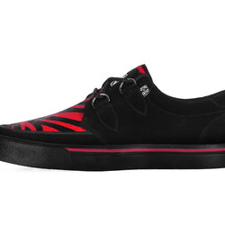 TUK Black & Red Zebra Suede Creeper Sneaker