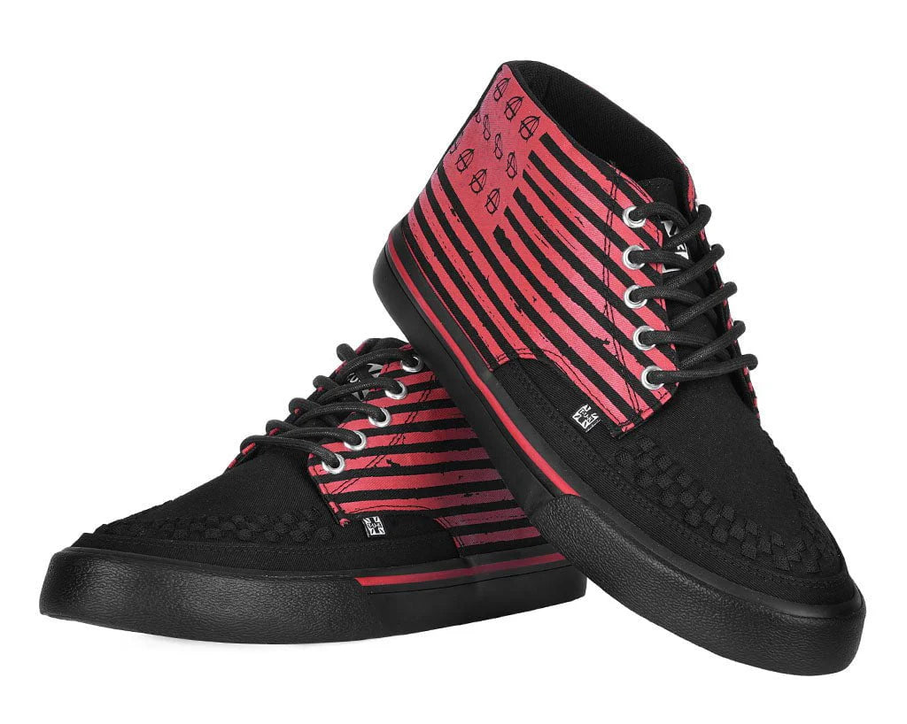 TUK Black & Red Anarchy Striped 5 Eye Sneaker
